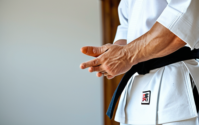 A focused Taekwondo practitioner, fully clothed in a sturdy, traditional white training dobok made from a cotton-poly blend, practicing a basic stance in a brightly lit dojang. The dobok exhibits a comfortable, slightly relaxed fit, emphasizing its durability for daily use. The background shows a clean, uncluttered training area. safe for work, appropriate content, fully clothed, professional, perfect anatomy, correct proportions, natural pose, well-formed hands, proper finger count, natural body proportions, professional photography, high quality, family-friendly.