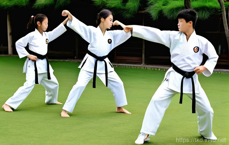 태권도 기본 자세와 유의점 - A female Taekwondo practitioner, late teens, in the middle of executing a powerful and precise high ...
