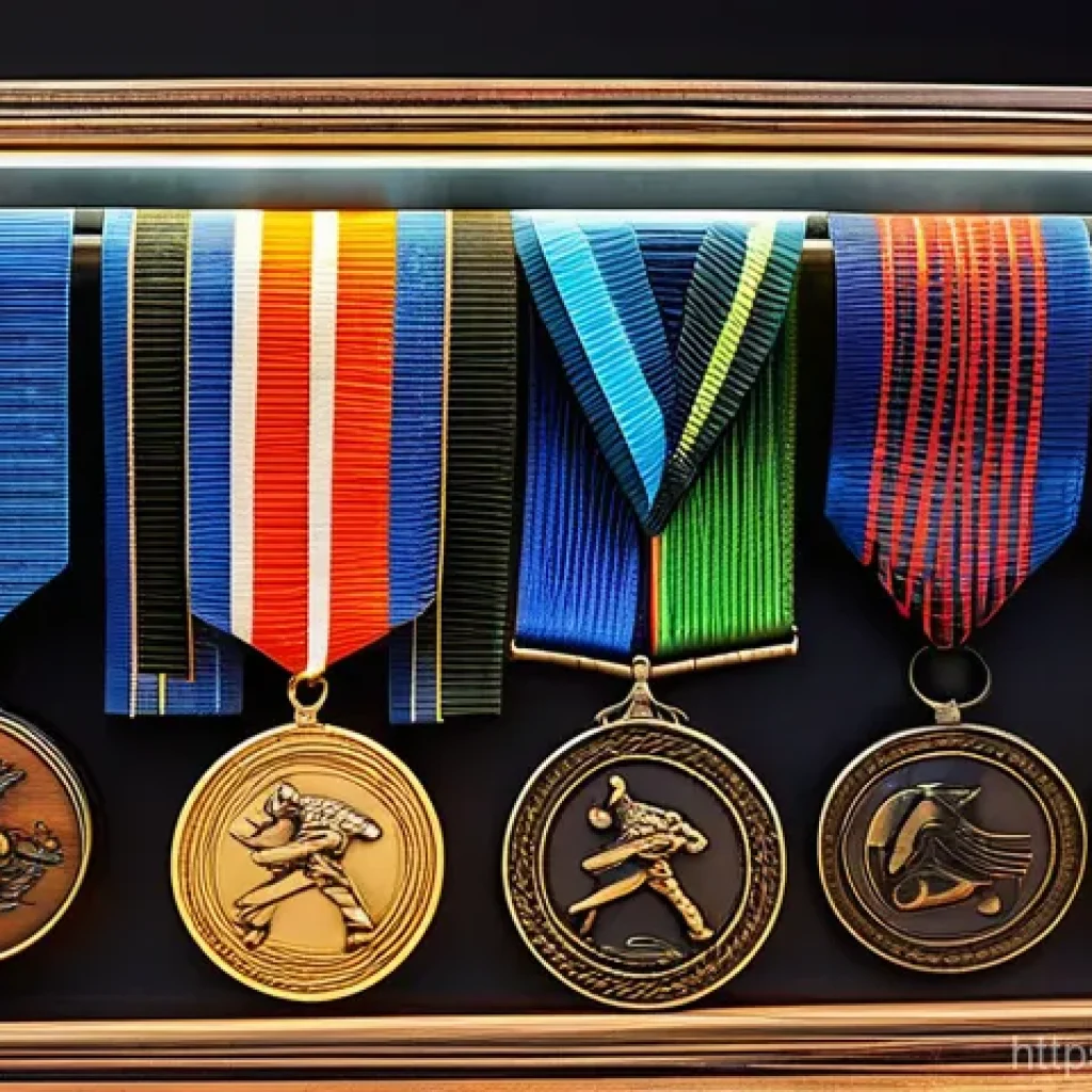 태권도 트로피와 메달 디자인 - A collection of exquisitely designed Taekwondo medals, showcasing their modern evolution. The medals...