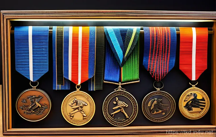 태권도 트로피와 메달 디자인 - A collection of exquisitely designed Taekwondo medals, showcasing their modern evolution. The medals...