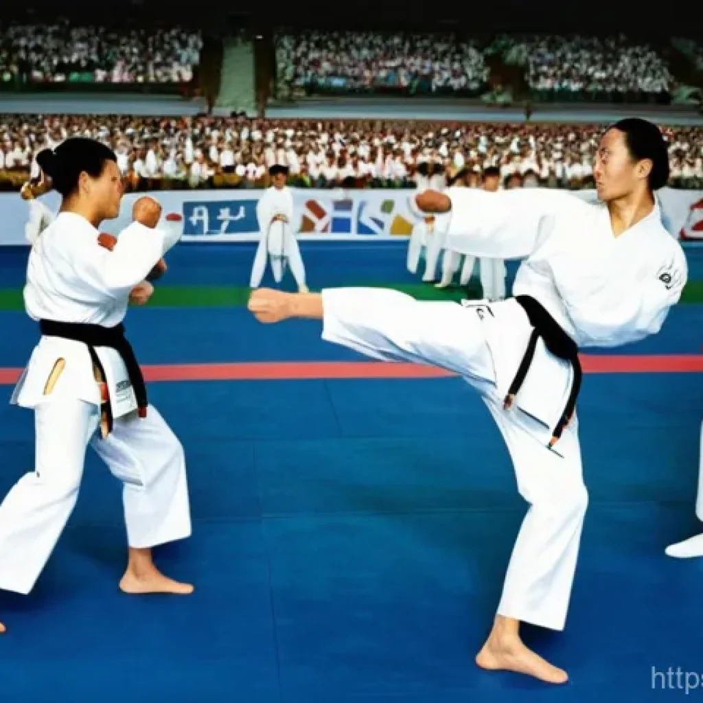 태권도와 올림픽 이야기 - **Image Prompt 1: The Debut of Taekwondo at the 1988 Seoul Olympics**
A wide shot capturing the ...