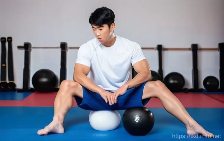 태권도 스트레칭 도구 추천 - A group of diverse children, aged 6-10, happily participating in a Taekwondo stretching session, gui...