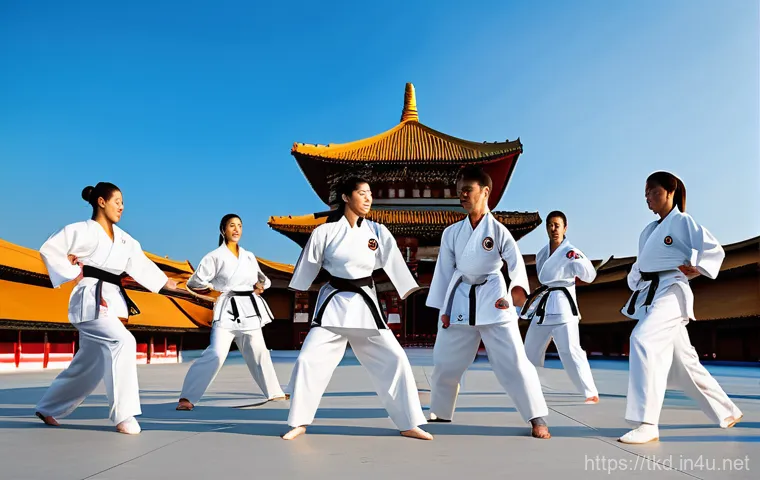 태권도와 무도 철학 - A serene and respectful Taekwondo master, a man in his late 50s with a kind yet firm expression, sta... 태권도와 무도 철학 - A serene and respectful Taekwondo master, a man in his late 50s with a kind yet firm expression, sta...